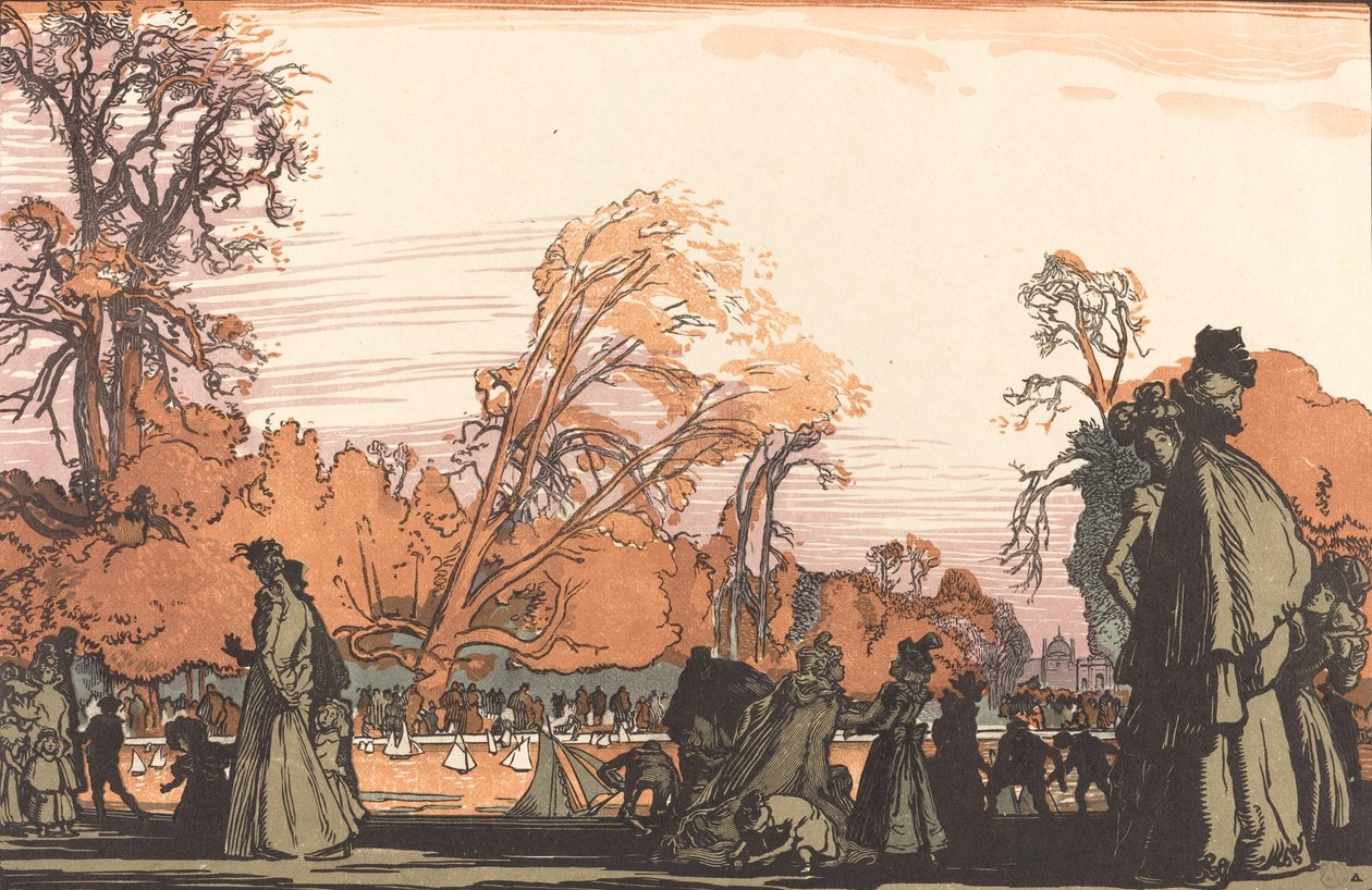 Rybník v Tuileries Le bassin des Tuileries, 1898. od Auguste Lepere