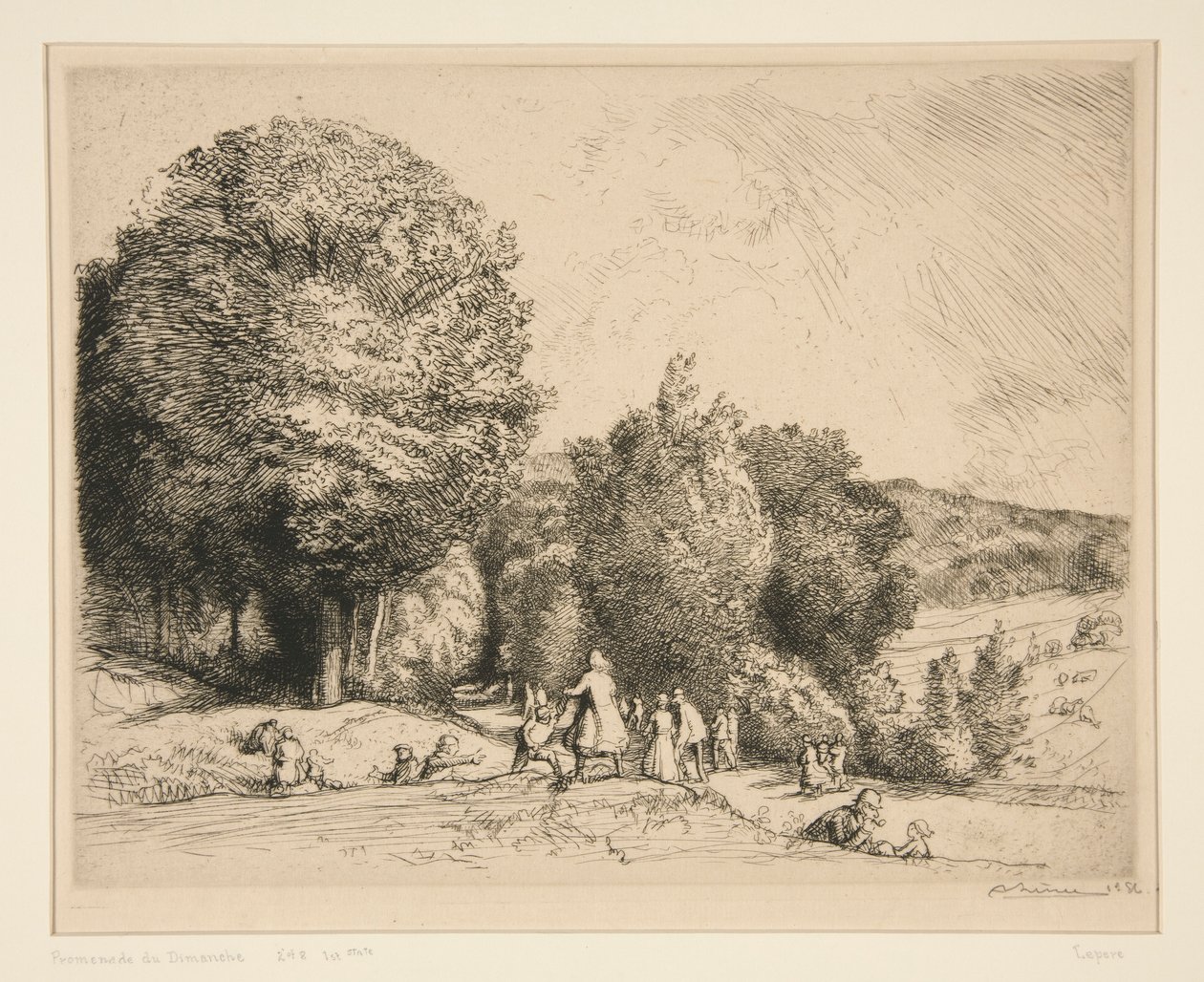 Nedělní procházka (Cr?c?sur-le-Grand) (nedělní procházka [Crecoeur-le-Grand]) od Auguste Lepere