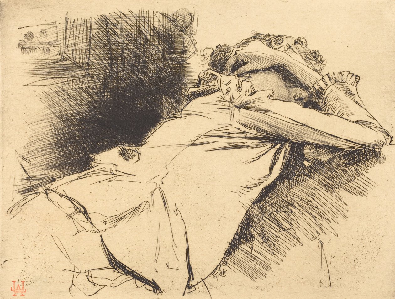Ležící žena spící Femme couchee sommeillant, 1892. od Auguste Lepere