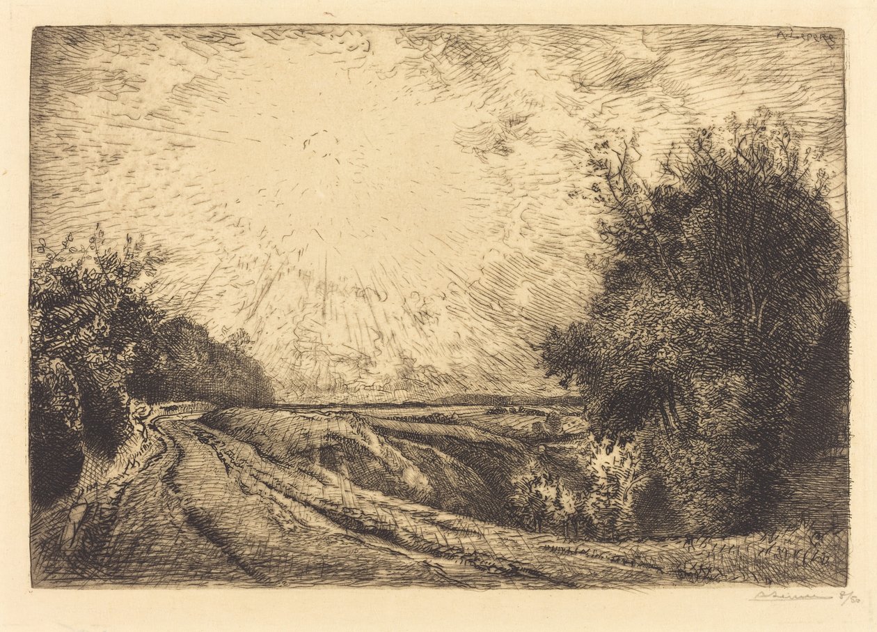 Trasa z La Houssoye, Crevecoeur-le-Grand (Route de La Houssoye, Crevecoeur) od Auguste Lepere