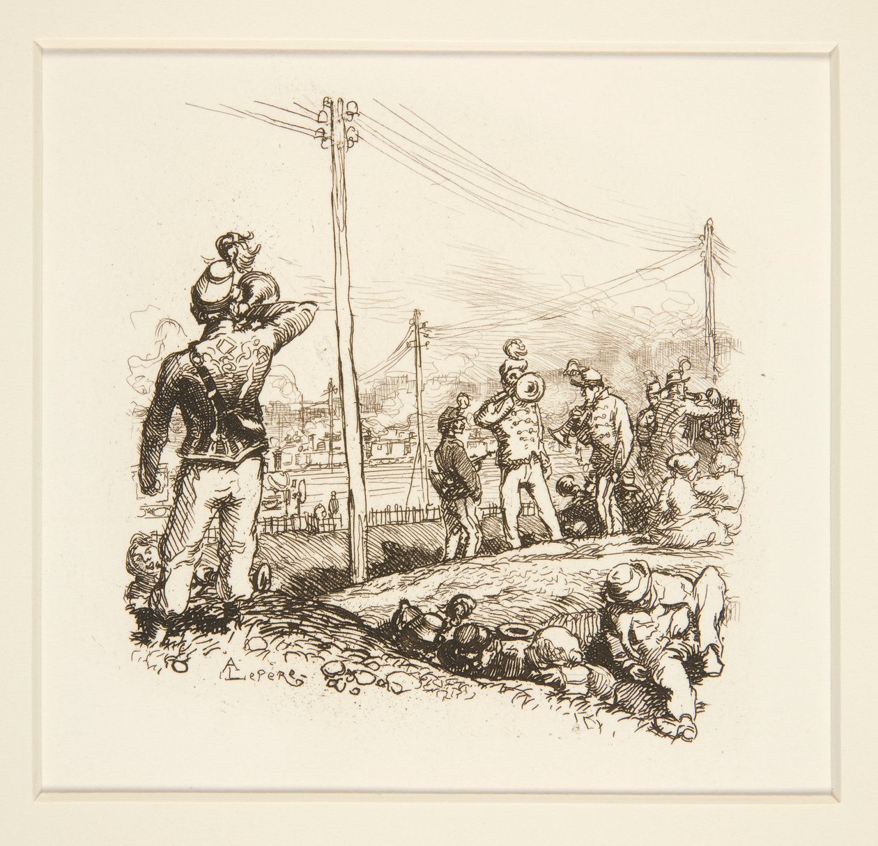 Vojáci s polnicemi od Auguste Lepere