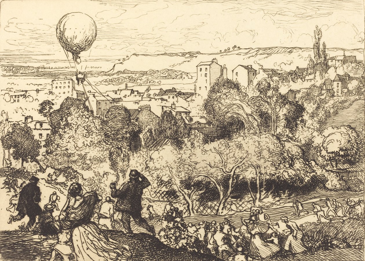 Padající balón, v hrobce Lebaloon qui Pre-Saint-Gervais, v Pre-Saint-Gervais, 1910. od Auguste Lepere