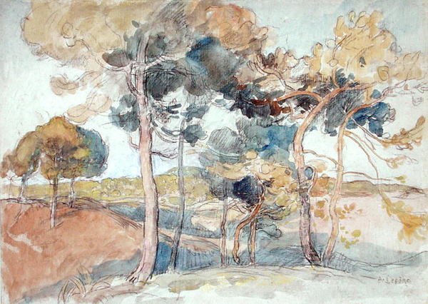 Velké stromy (akvarel na papíře) od Auguste Lepere