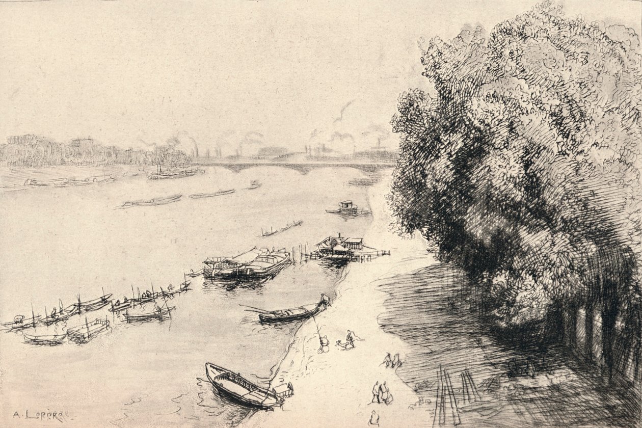 Seina v Pont National, 1915 od Auguste Louis Lepère
