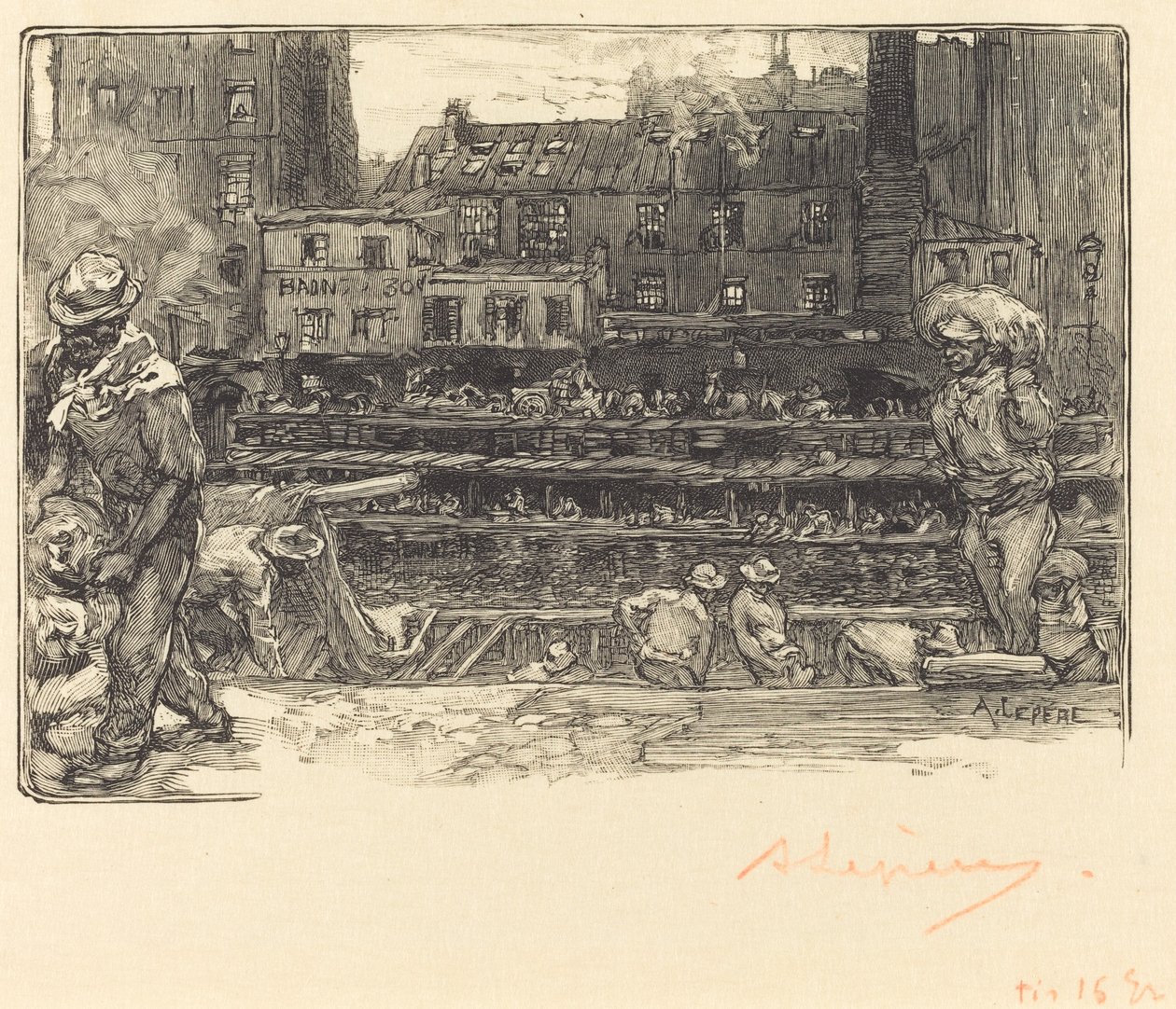 Vykládka, Canal St. Martin od Auguste Lepere