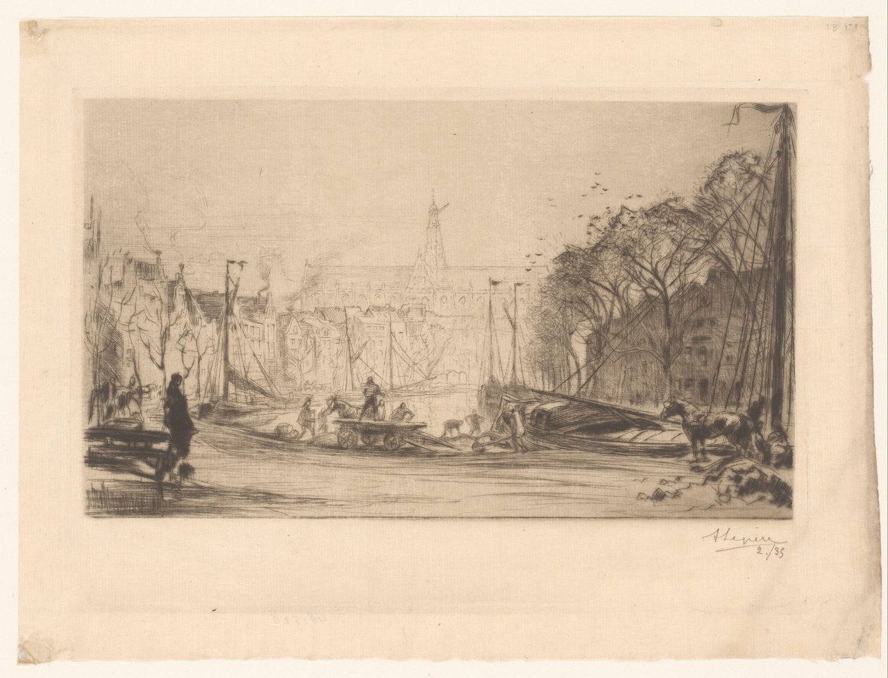 Pohled na Spaarne a St Bavo od Auguste Lepère (signed by artist)