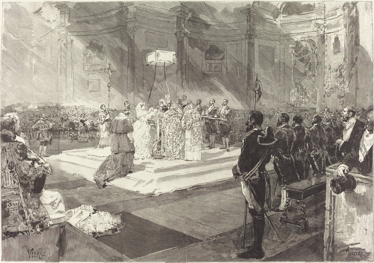 Královský křest na španělském dvoře od Auguste Lepère after Daniel Vierge