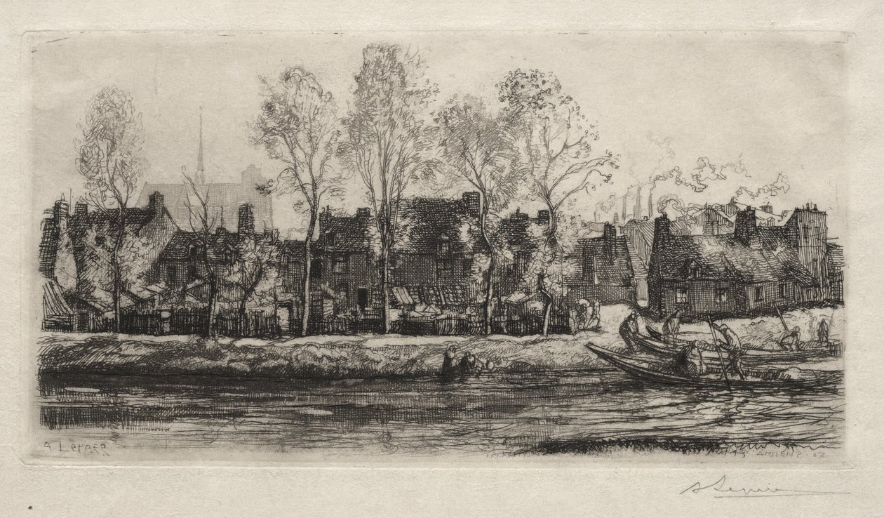 Amiens, břehy Sommy od Auguste Louis Lepère