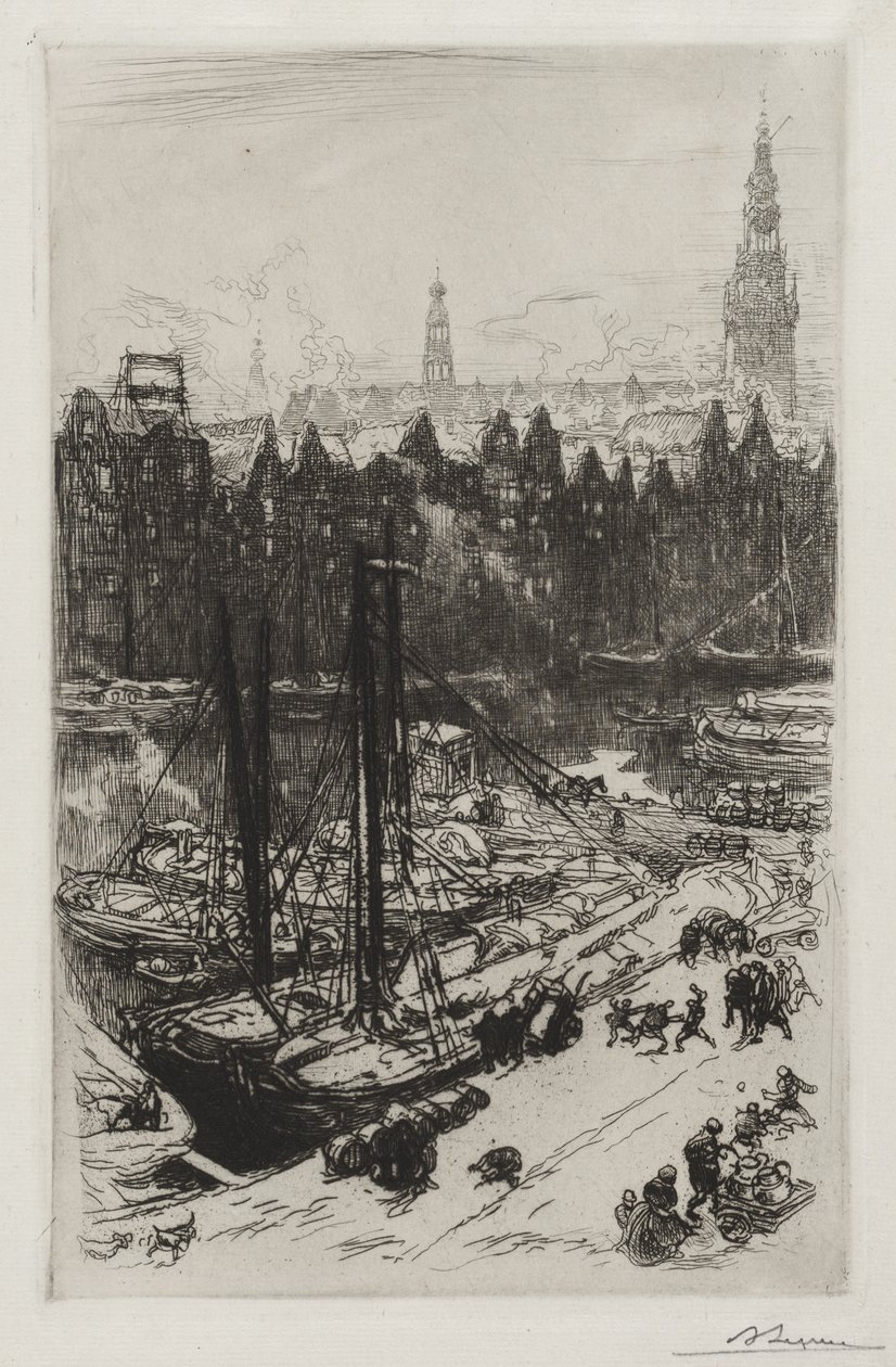 Amsterdam, pohled z hotelu Victoria od Auguste Louis Lepère