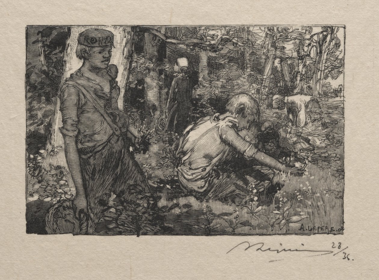 Sbírání konvalinky od Auguste Louis Lepère