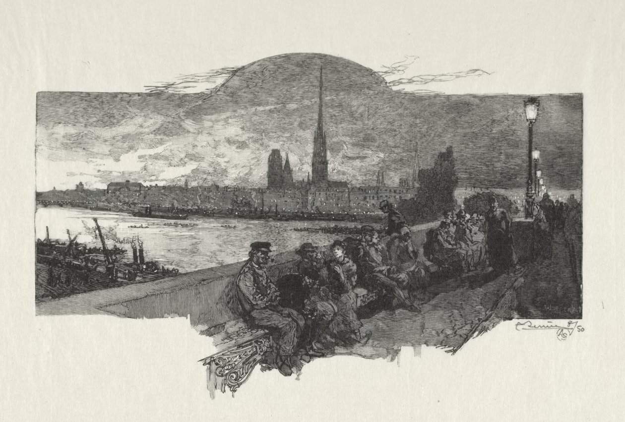 Ilustrovaný Rouen: Most kamenů od Auguste Louis Lepère