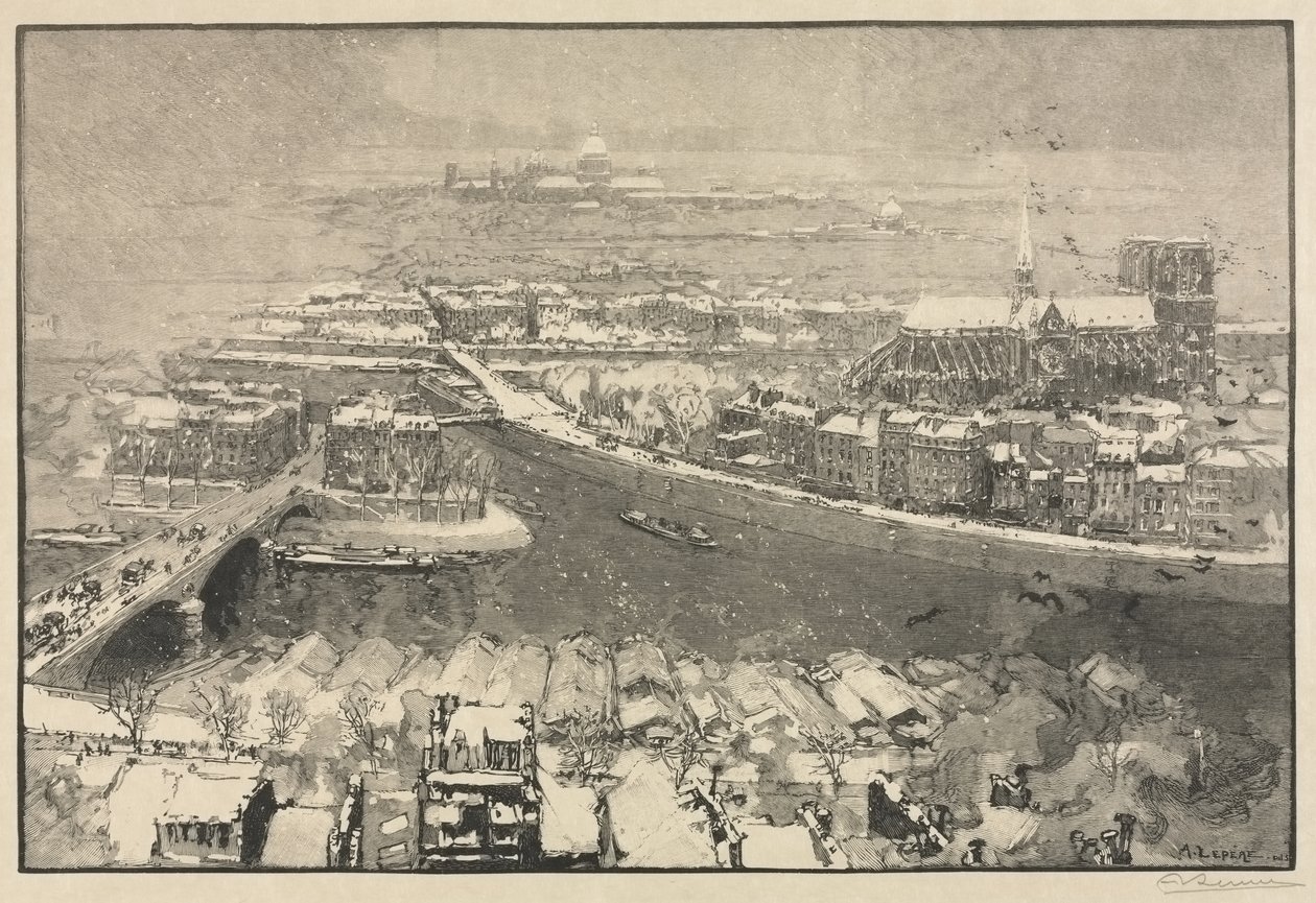 Paříž pod sněhem od Auguste Louis Lepère