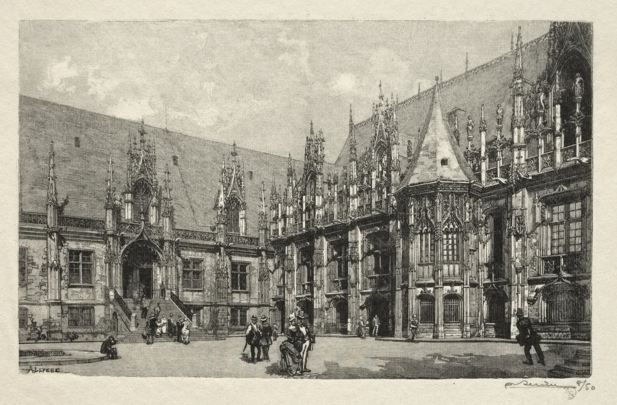 Ilustrovaný Rouen: Justiční palác od Auguste Louis Lepère