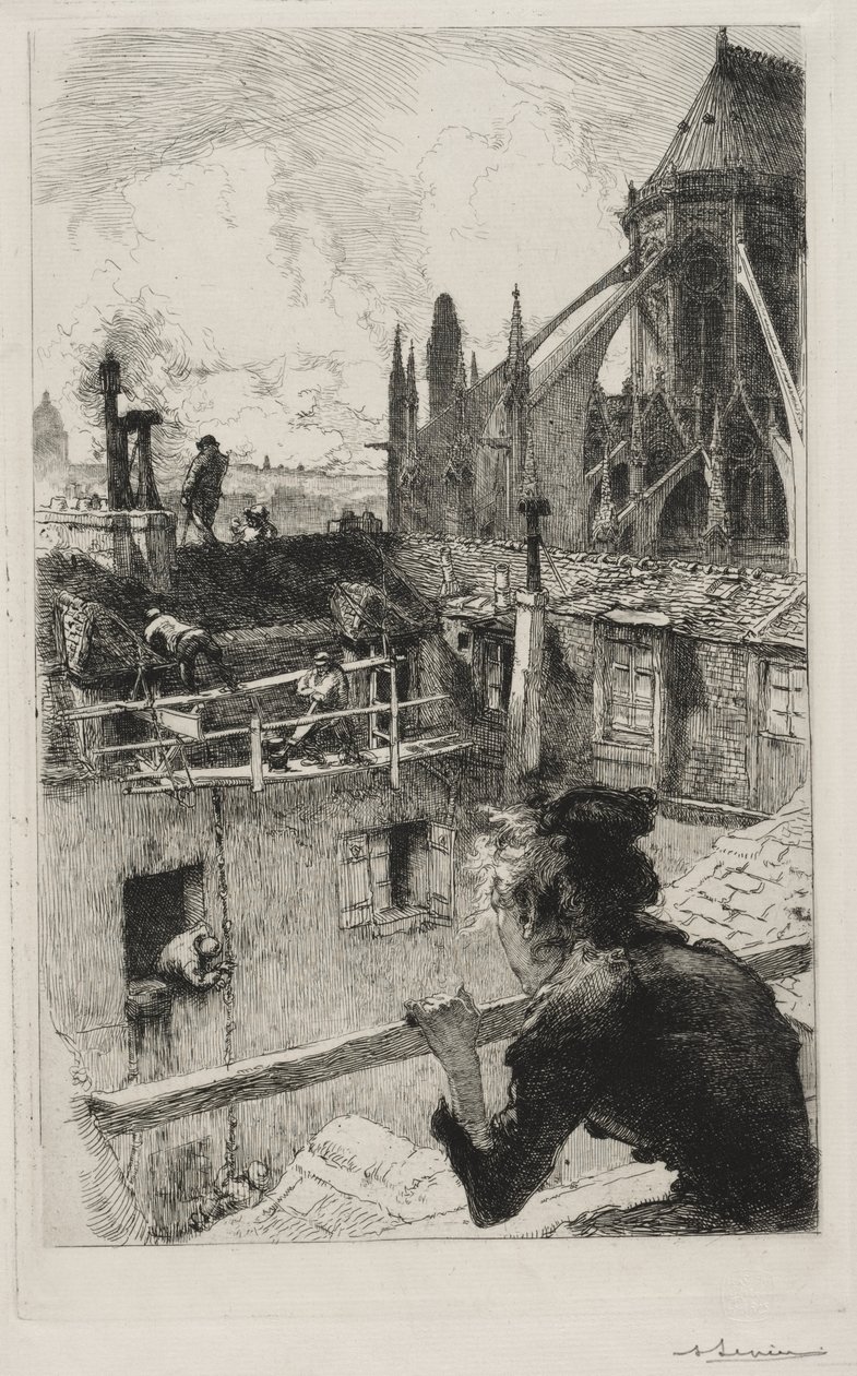 Na střechách poblíž Notre Dame od Auguste Louis Lepère