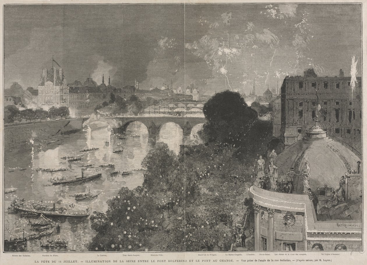 Slavnost 14. července, osvětlení Náměstí Republiky (podle H. Scotta) od Auguste Louis Lepère