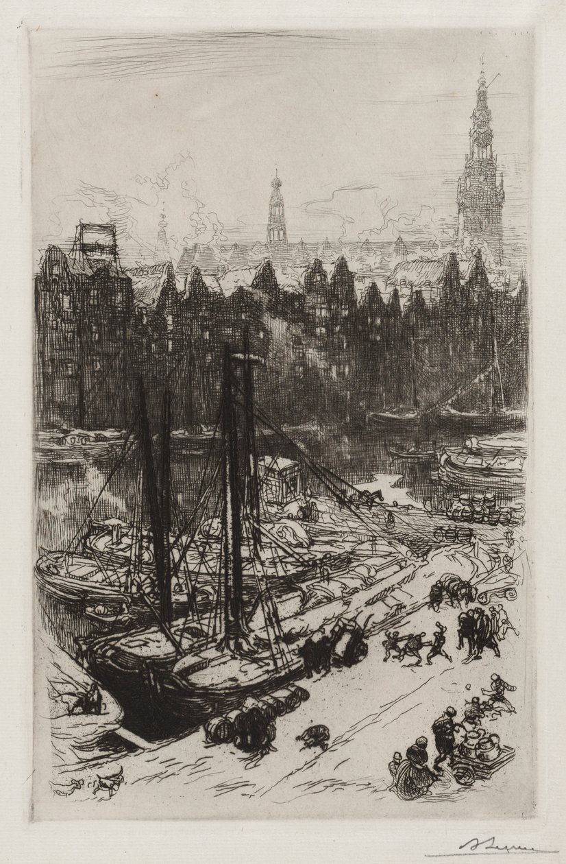 Amsterdam, pohled z hotelu Victoria od Auguste Louis Lepère