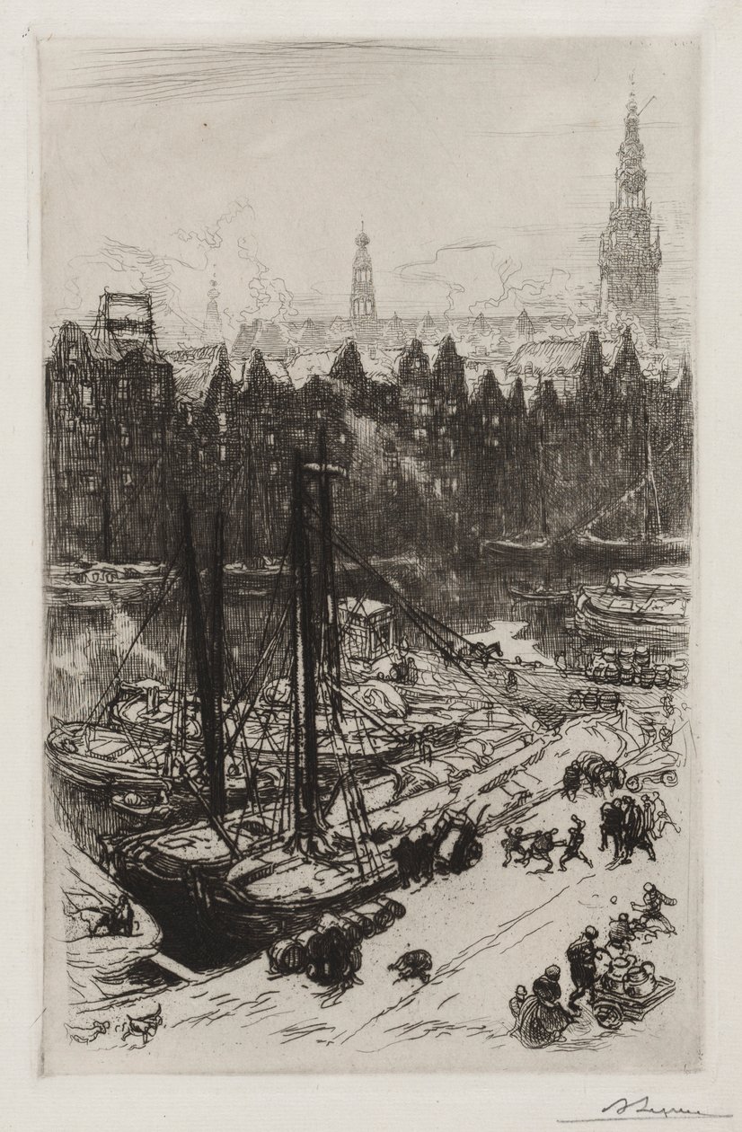 Amsterdam, pohled na hotel Victoria. od Auguste Louis Lepère