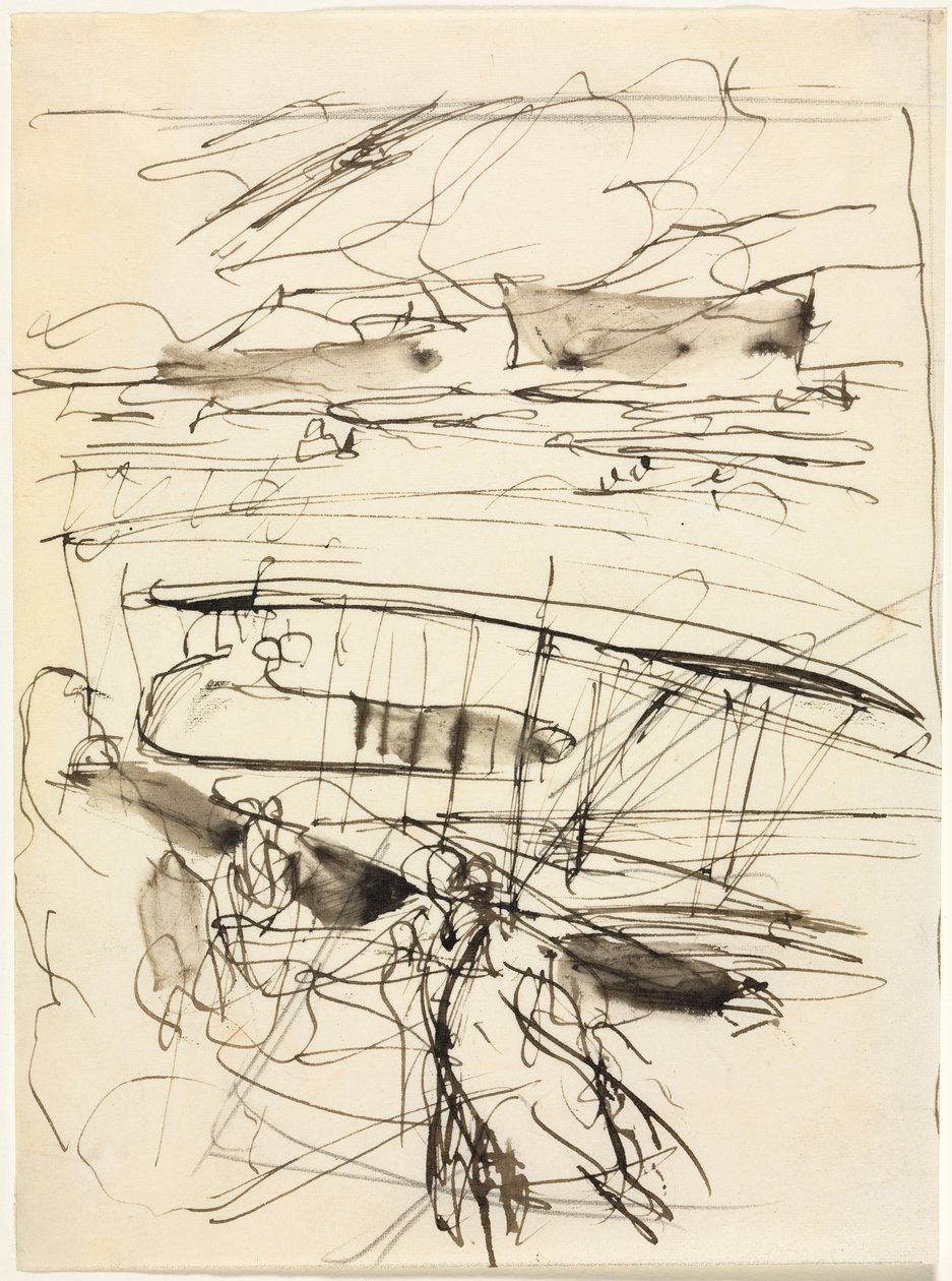 Letadla spočívající na zemi, 1914. od Auguste Louis Lepère
