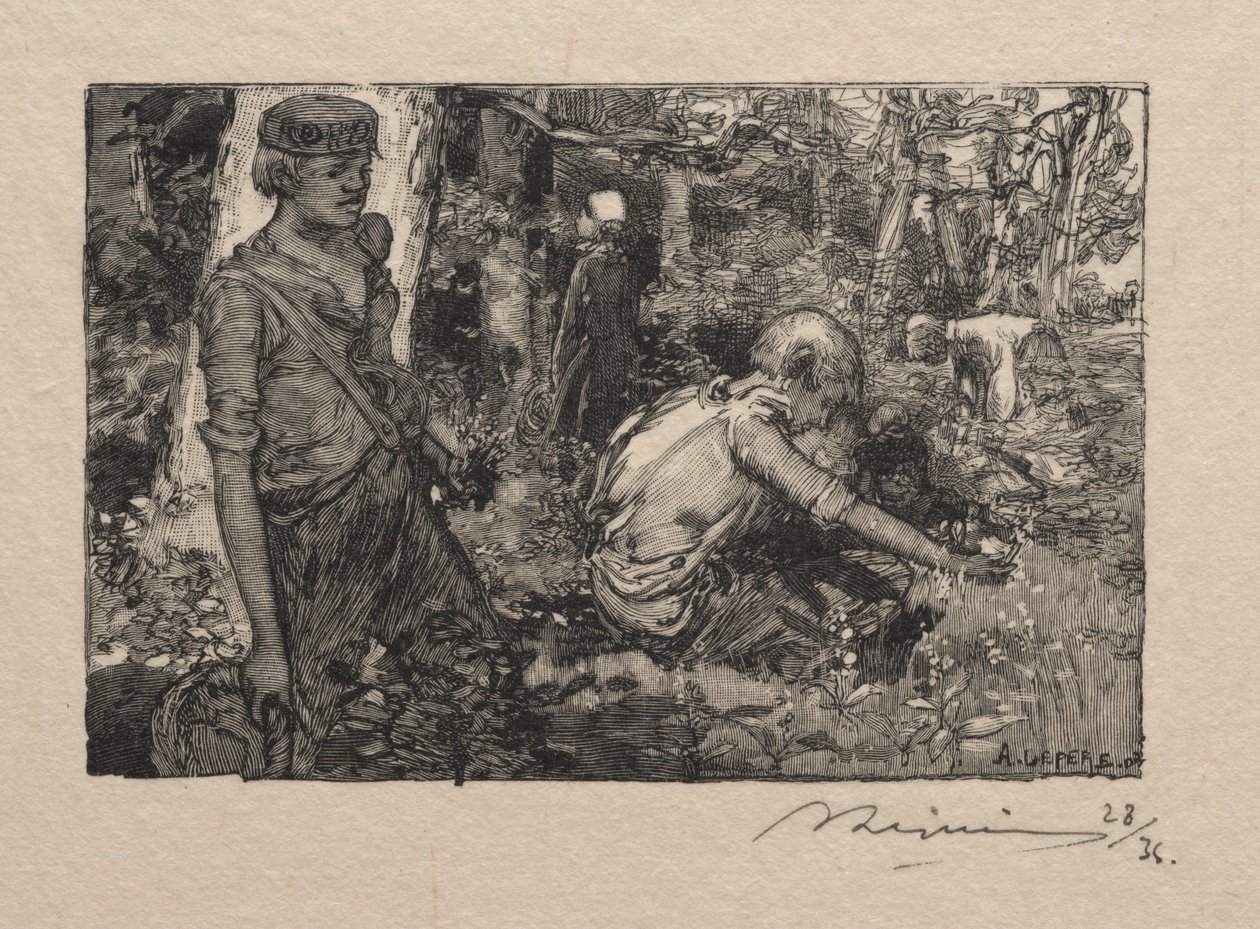 Sbírání konvalinky od Auguste Louis Lepère
