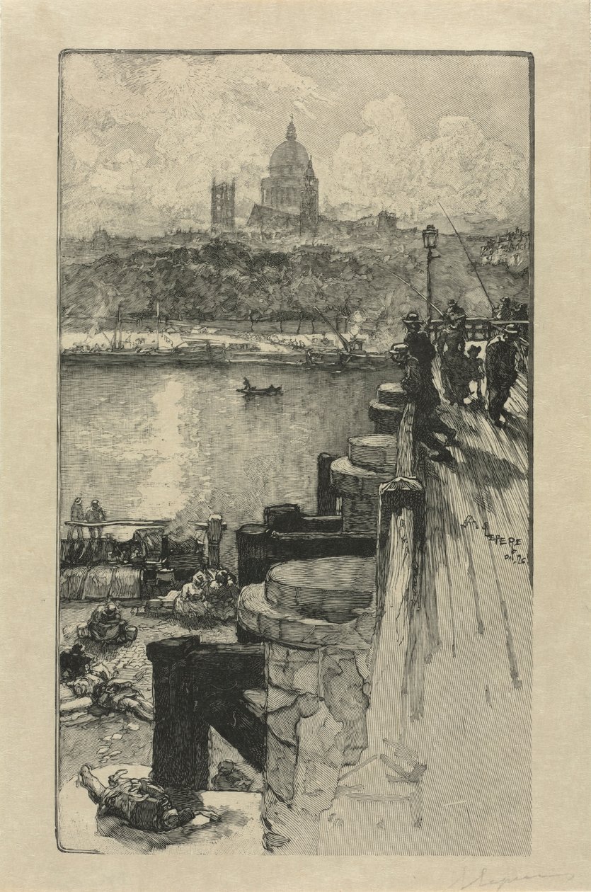 [Rybáři na molu, Paříž]. od Auguste Louis Lepère