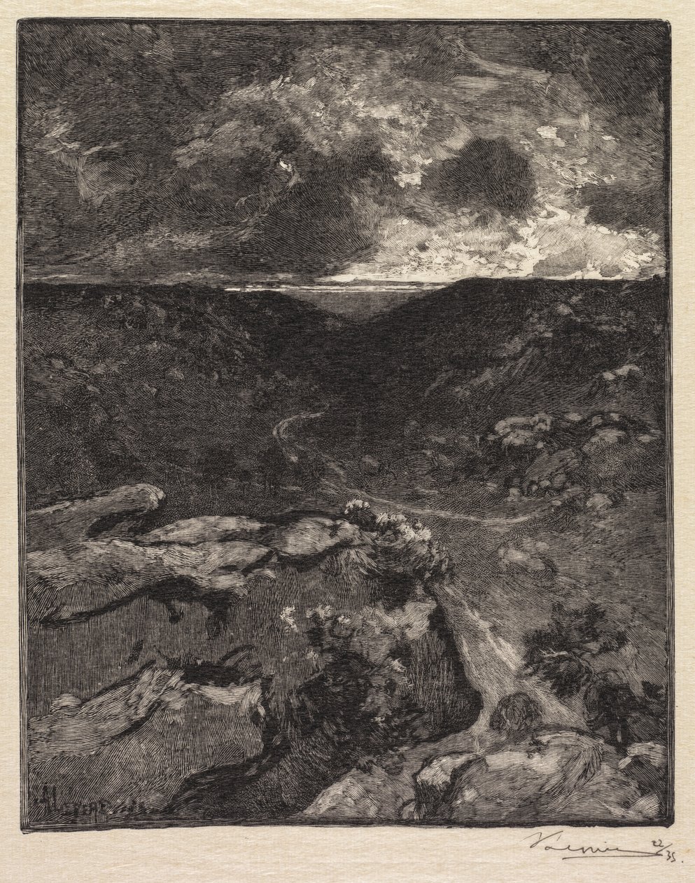 Fontainebleau Forest: Franchard Valley La Forêt de Fontainebleau: La Vallée de Franchard, 1890. od Auguste Louis Lepère