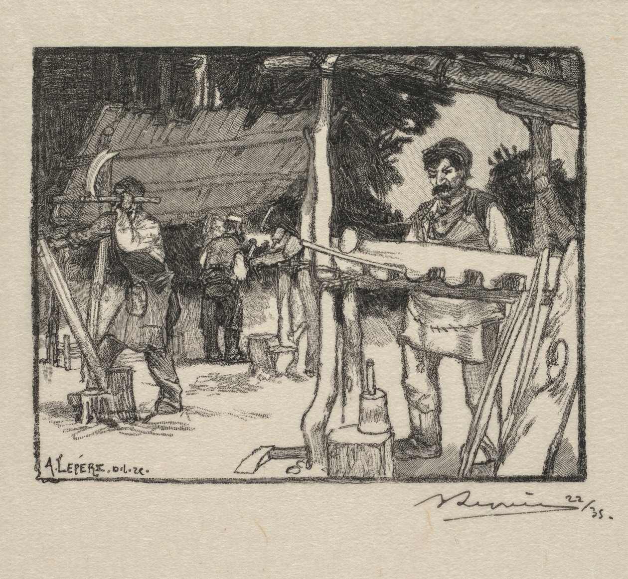 Fontainebleau Forest: Výrobce lamel od Auguste Louis Lepère