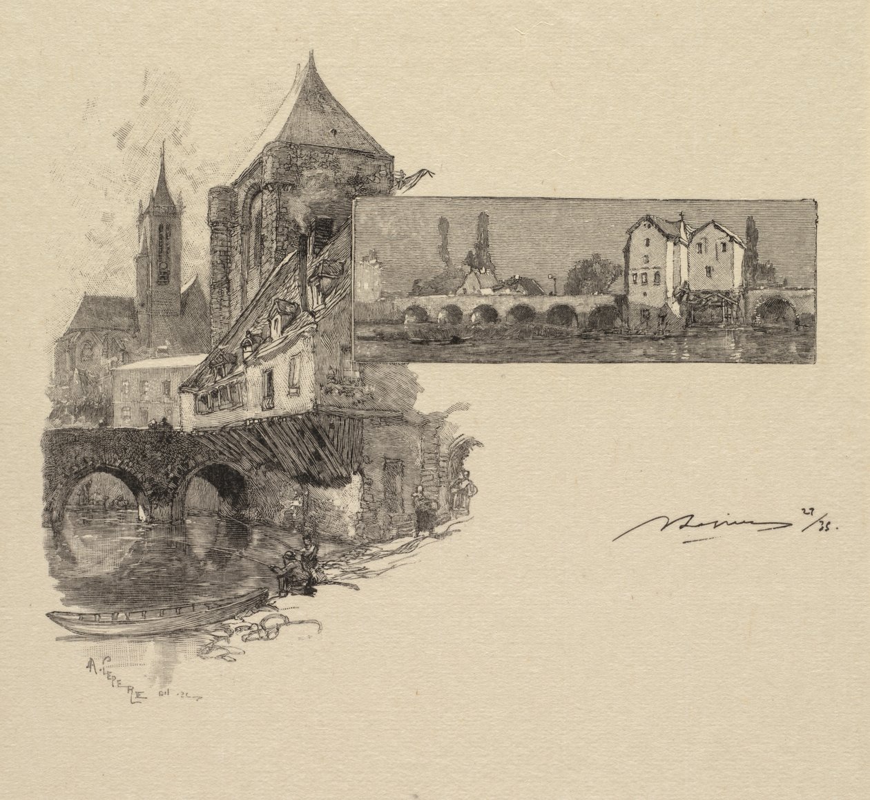 Fontainebleau Forest: Moret, Wood-Mill od Auguste Louis Lepère