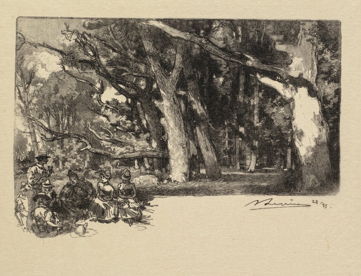 Fontainebleau Forest: Poledne pod stromy od Auguste Louis Lepère