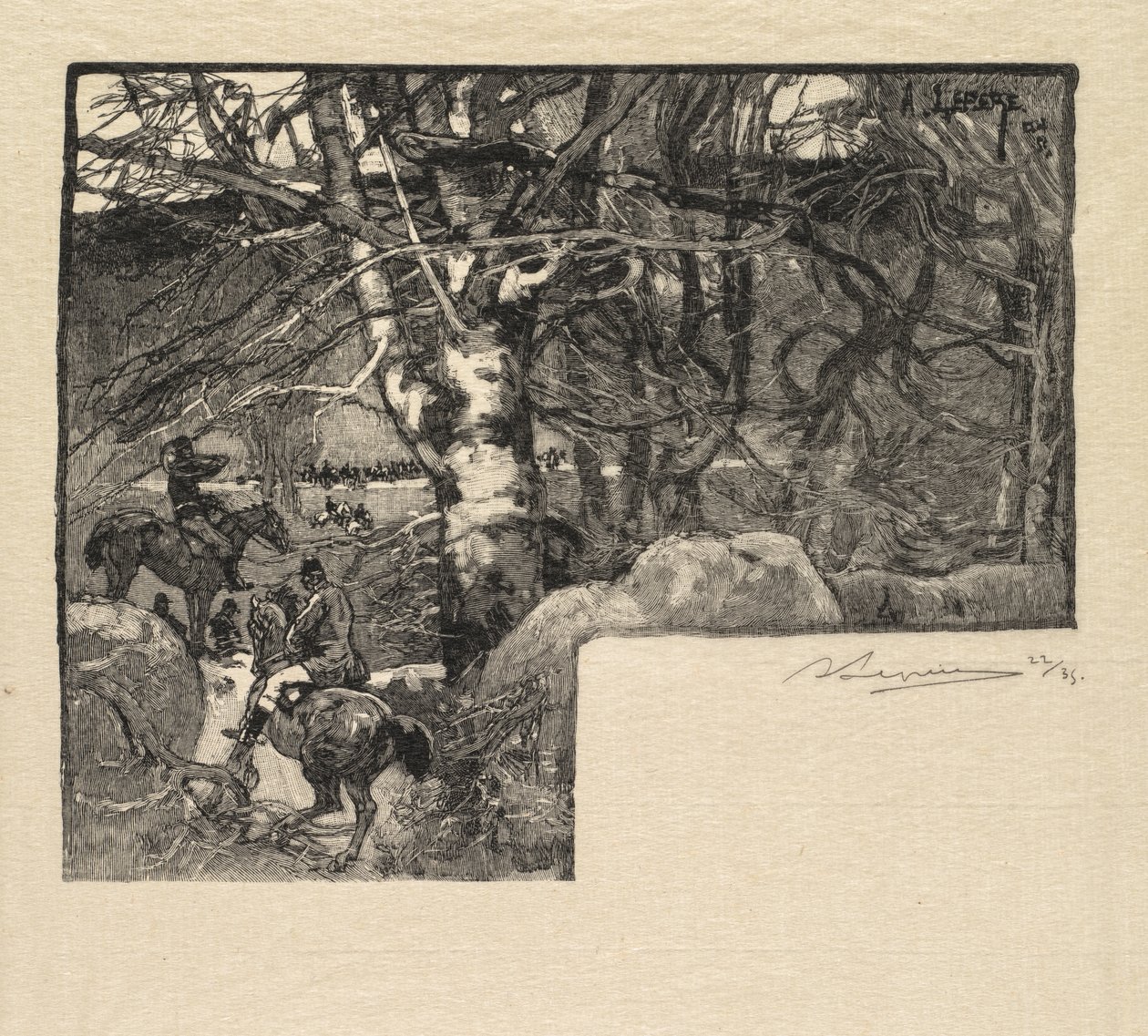 Fontainebleau Forest: Jízda k honičům na Mont-Gérard od Auguste Louis Lepère