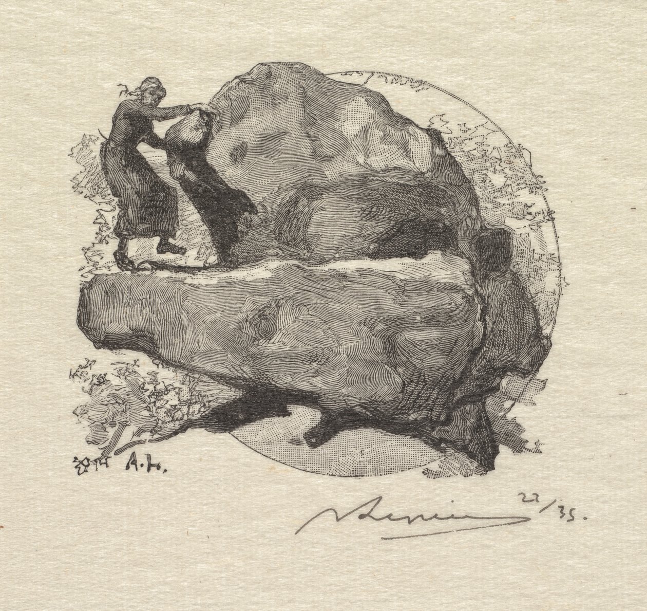 Fontainebleau Forest: Chvějící se skála od Auguste Louis Lepère