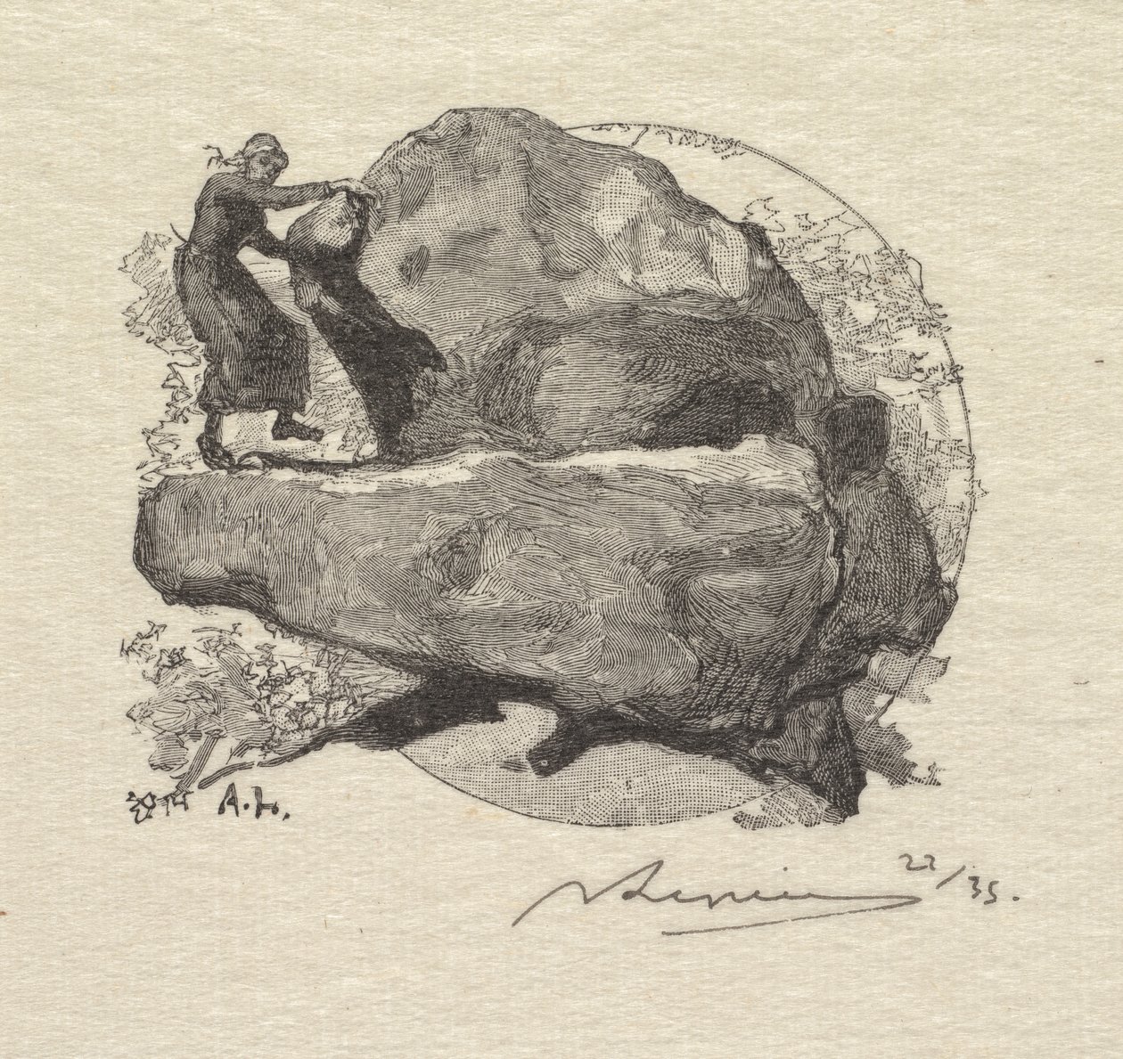 Fontainebleau Forest: Chvějící se skála Les Fontainebleau: Chvějící se skála, 1890. od Auguste Louis Lepère