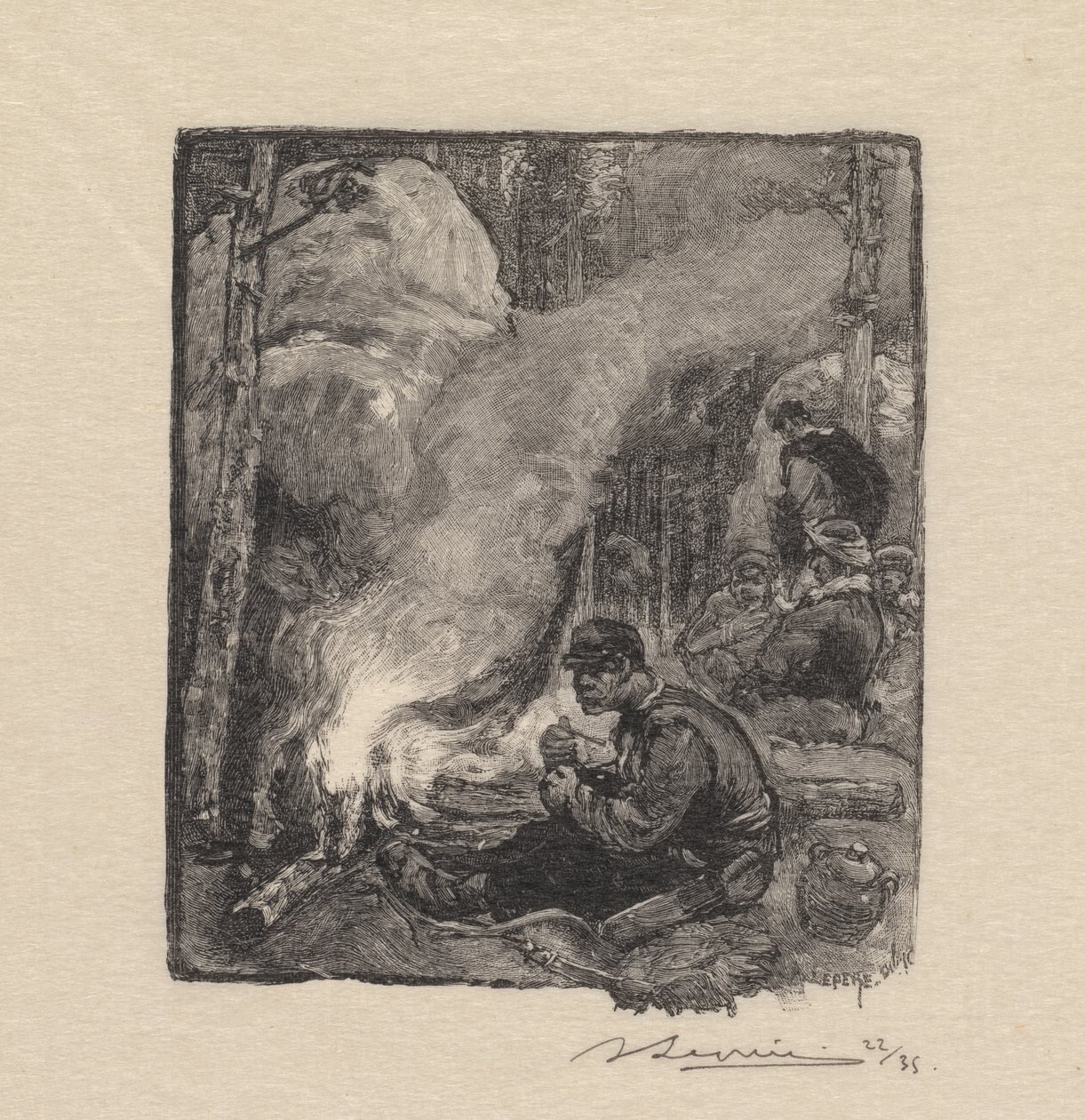 Fontainebleau Forest: Jídlo dřevorubců od Auguste Louis Lepère
