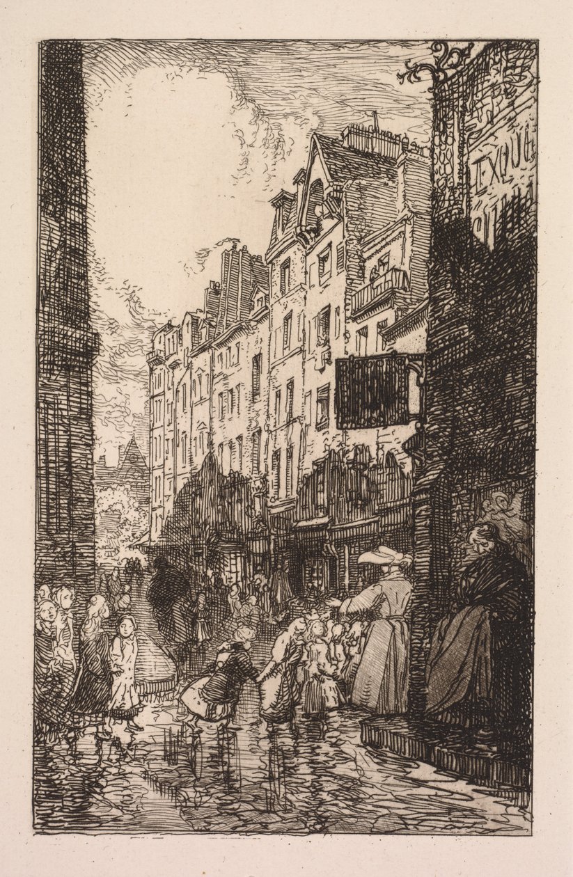 La Biévre, Les Gobelins, Saint-Séverin: Čtvrť Saint-Séverin: Rue des Prêtres Saint-Séverin od Auguste Louis Lepère