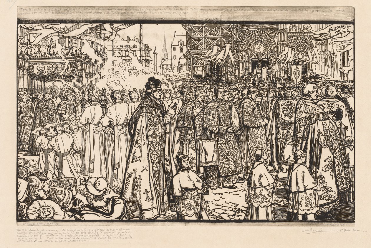 Procesí Božího těla v Nantes od Auguste Louis Lepère