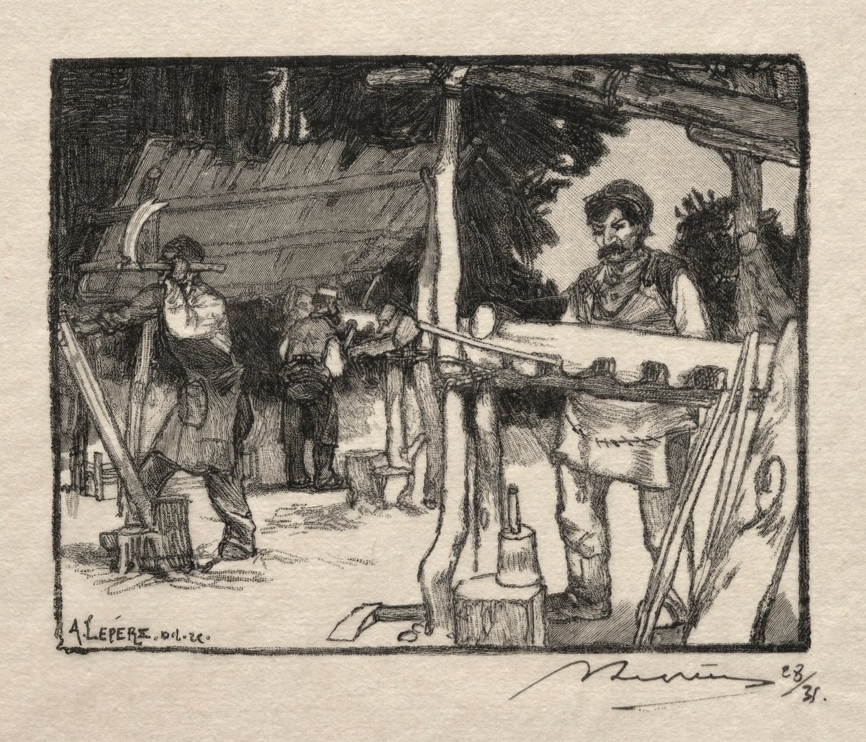 Lath Maker, 1889. od Auguste Louis Lepère