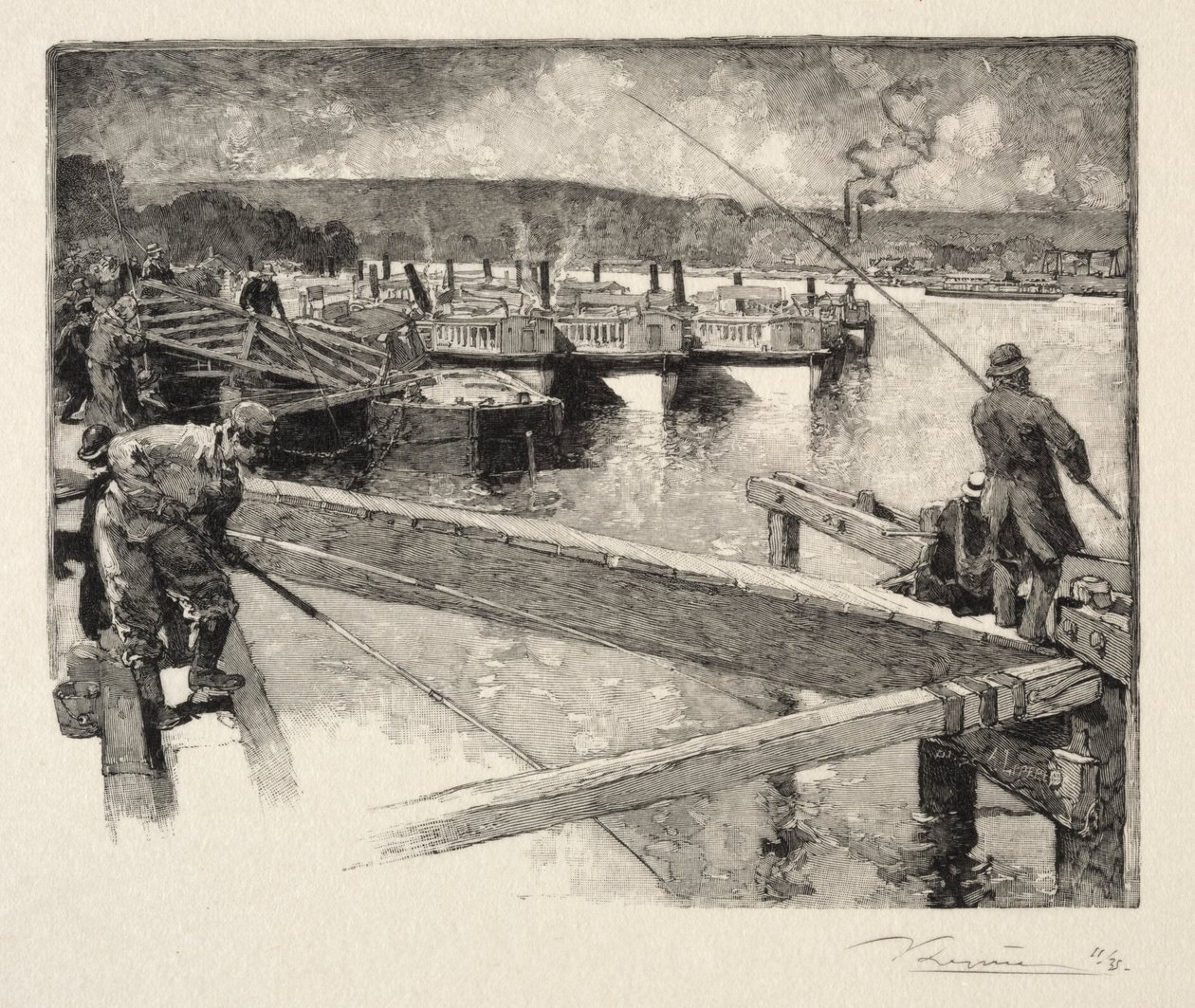 Omnibusová garáž. od Auguste Louis Lepère