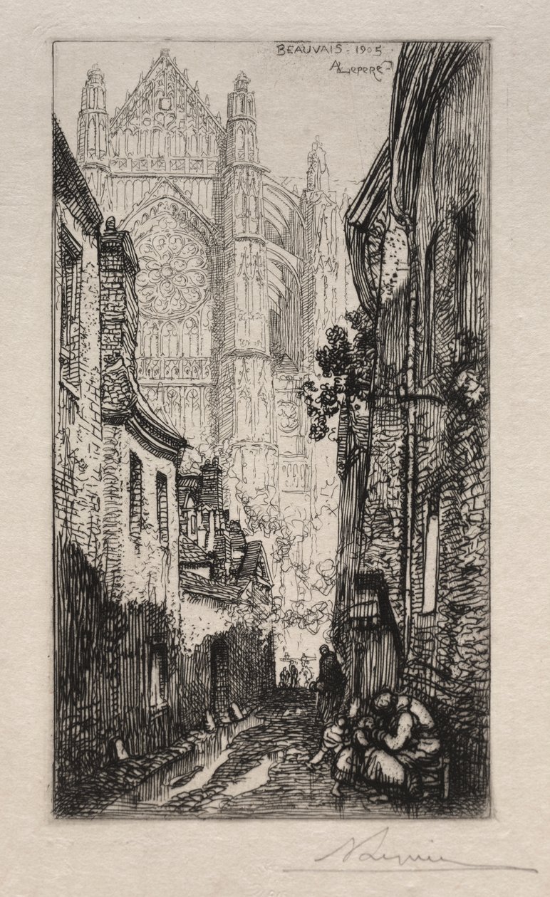 Úzká ulice, Beauvais (Ulička, Beauvais) od Auguste Louis Lepère