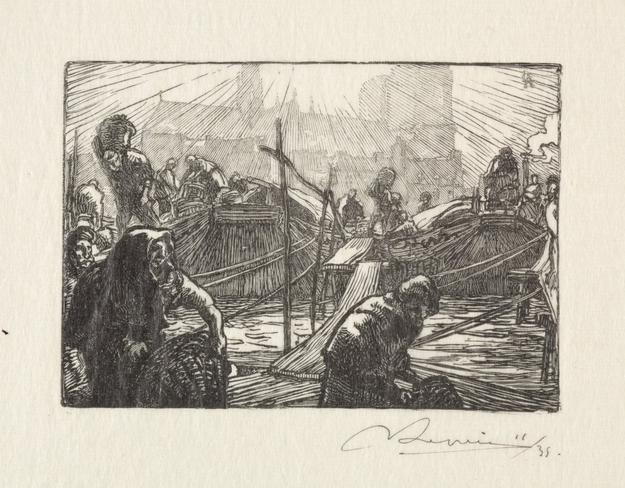 Notre Dame při pohledu z Apple Marketu od Auguste Louis Lepère