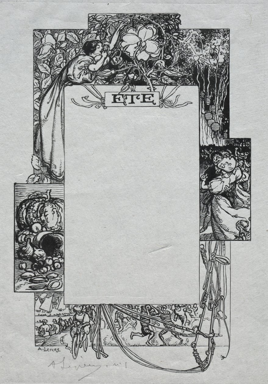 Pařížský almanach, 1897: Dekorativní hranice, léto od Auguste Louis Lepère