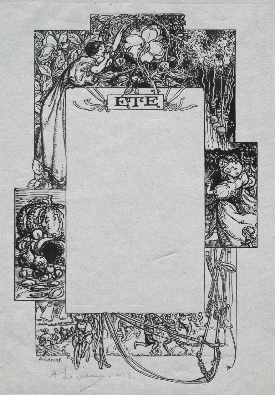 Pařížský almanach, 1897: Dekorativní hranice, léto, 1897. od Auguste Louis Lepère