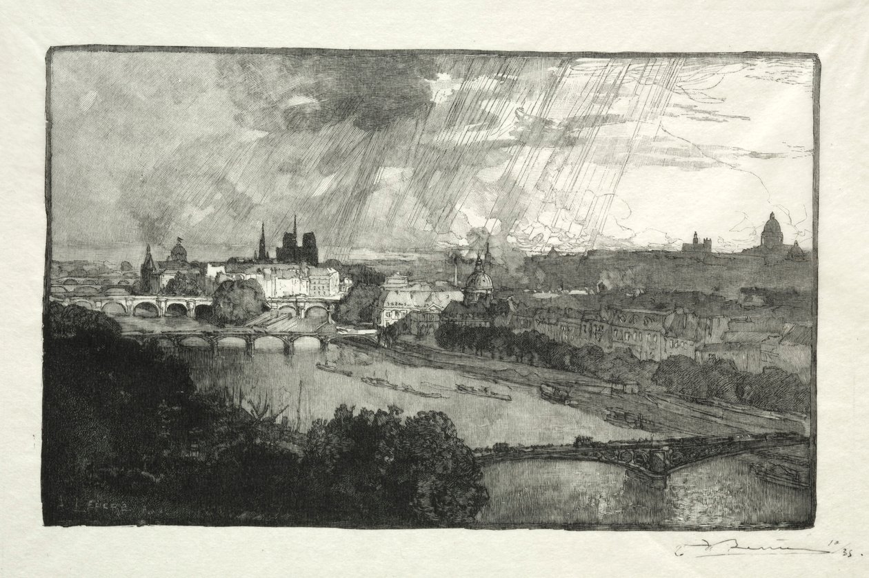 Paříž, při pohledu z Pavillon de Flore, 1890. od Auguste Louis Lepère