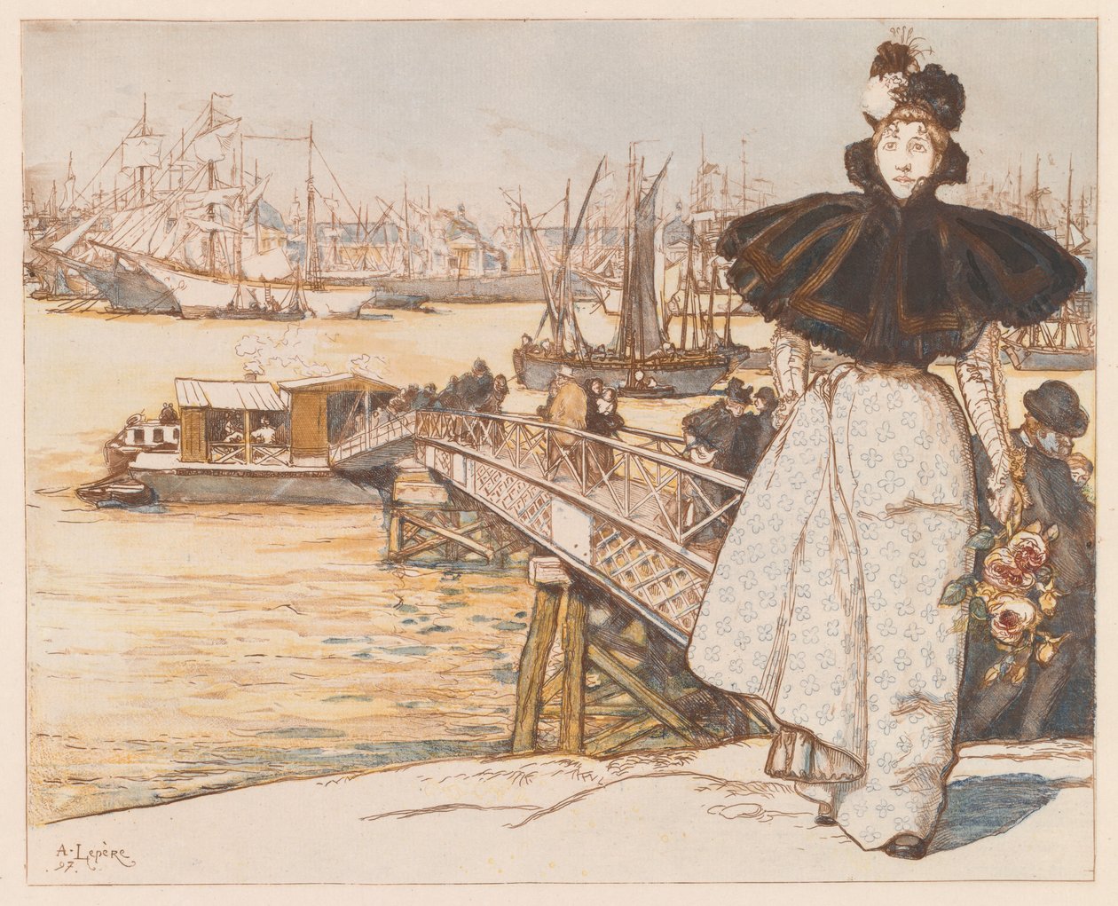 Pier on the Garonne, Bordeaux Pier on the Garonne, Bordeaux, 1897. od Auguste Louis Lepère