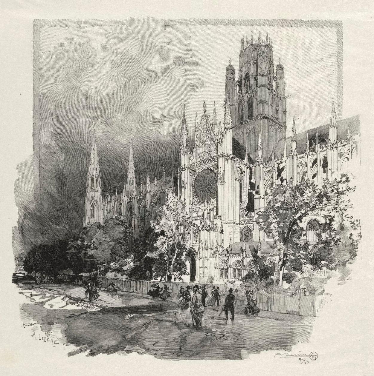 Ilustrovaný Rouen: Kostel Saint Ouen, 1896. od Auguste Louis Lepère