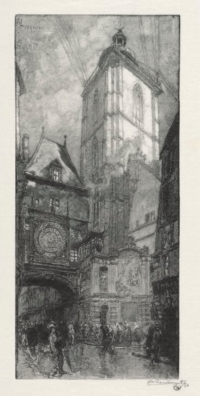Rouen Illustré: La Gros Horloge, 1888. od Auguste Louis Lepère