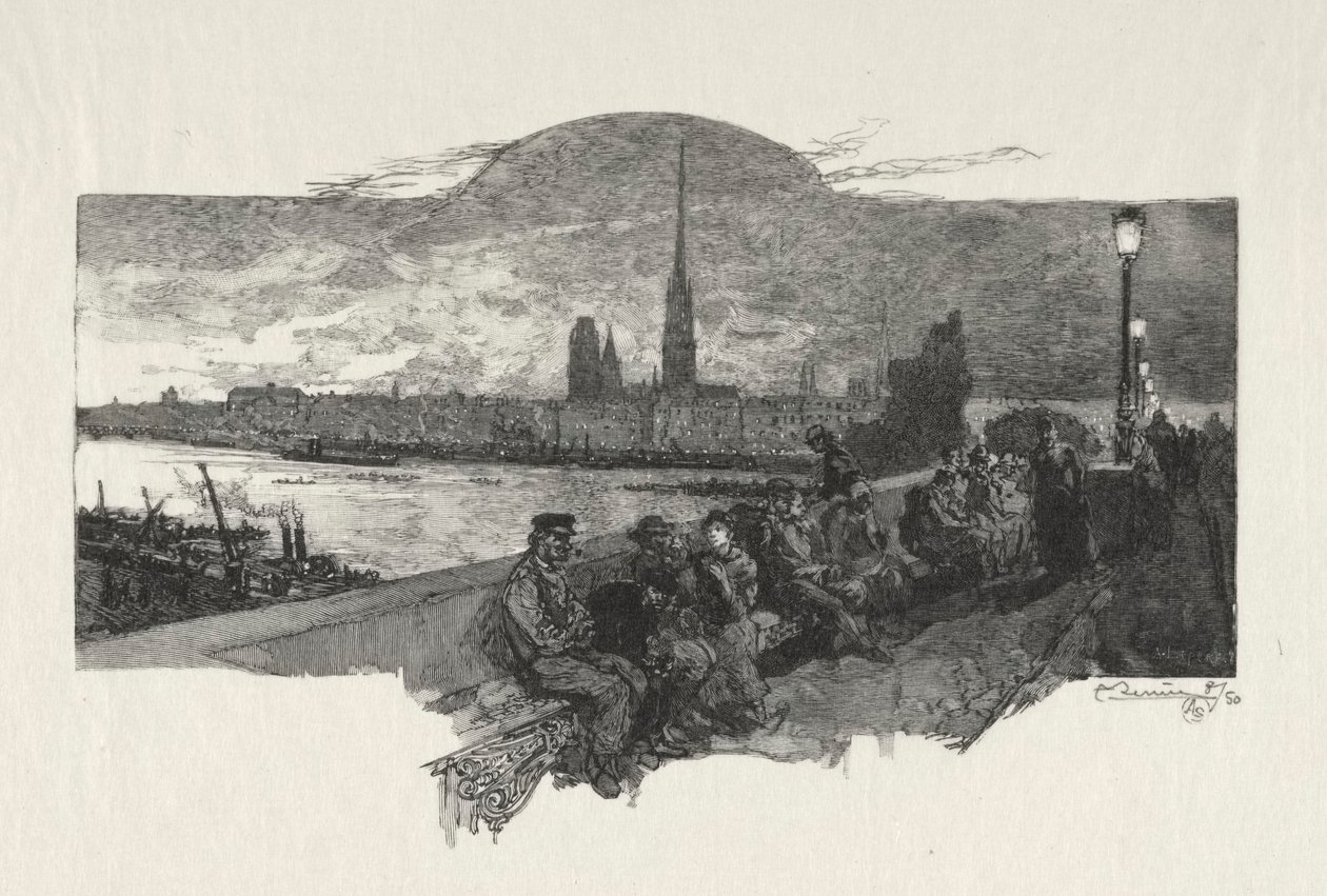 Illustrated Rouen: The Bridge of Stones, 1896. od Auguste Louis Lepère