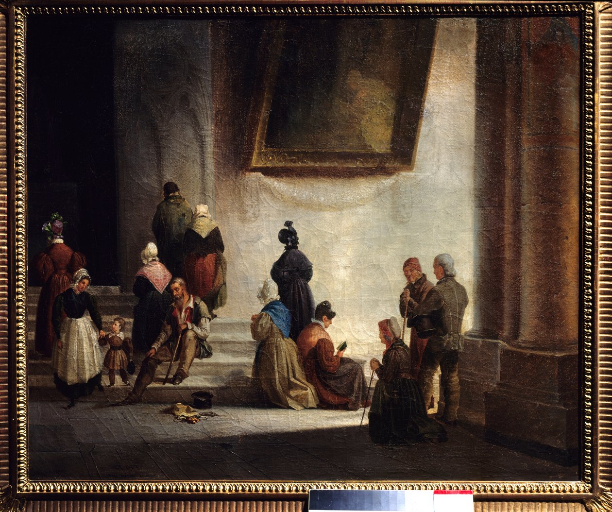 Aumone v kostele Obraz Auguste Migette (1802-1884) 1834 Metz museum of Fine Arts od Auguste Migette