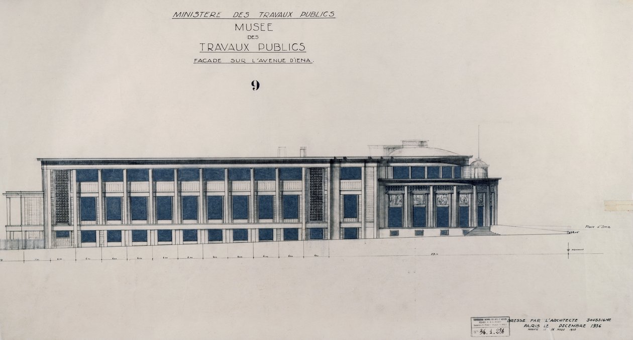 Projekt pro Musee des Travaux Publiques, Fasáda, Avenue d
