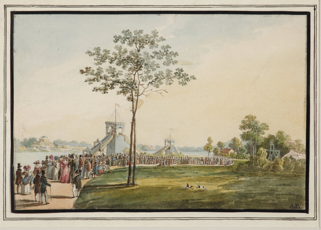 Horské dráhy na Krestovském ostrově - Auguste Poireau (1780-1844). Akvarel na papíře od Auguste Poireau
