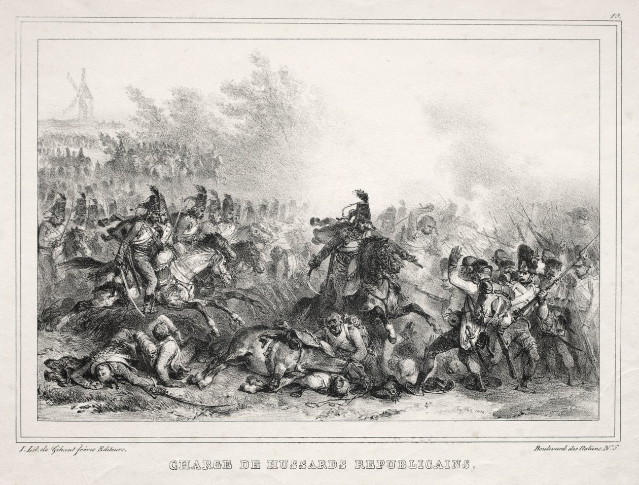 Album pour 1833: Charge de Hussards Républicains, 1832. od Auguste Raffet