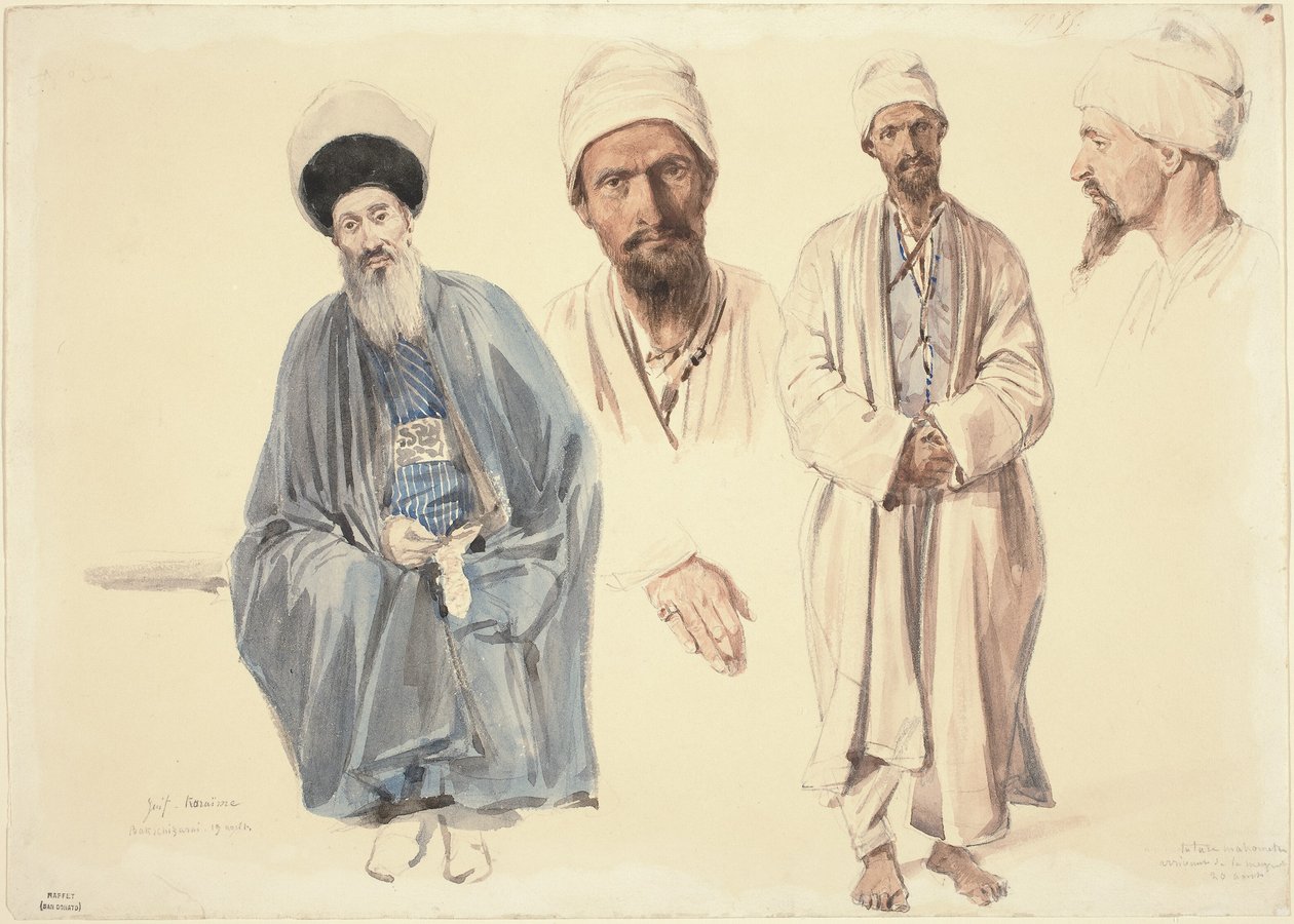 Starší Žid a muslimský Tatar na Krymu od Auguste Raffet